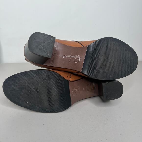 Ann Mashburn Camel Brown Leather Ankle Booties Size 39 - Picture 8 of 11